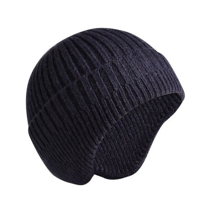 maoxiangshop Solid Knitted Hat Winter Imitation Rabbit Fleece Hats for Men Warm Ear Caps Autumn Beanie Hat Men's Winter Cap