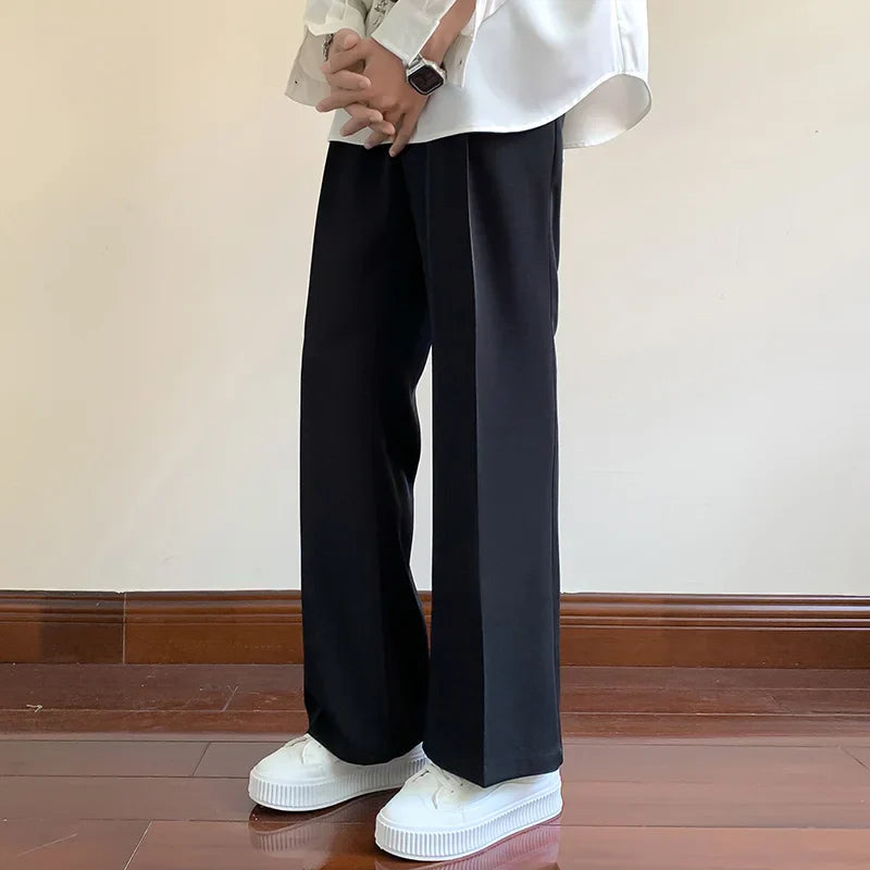 maoxiangshop Summer Black Suit Pants Men Fashion Social Mens Dress Pants Korean Loose Bell-bottoms Pants Men Mens Office Formal Trousers