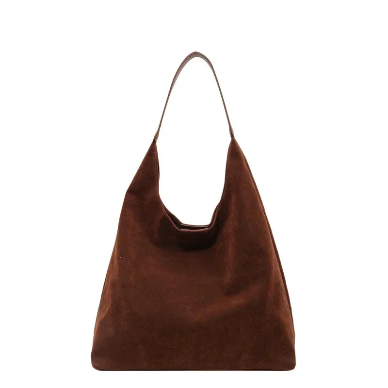 Autumn/Winter Retro Women's Bag Hot Selling Large Capacity Suede Shoulder Bag Solid Color Simple Casual Commuter Bag Сумка