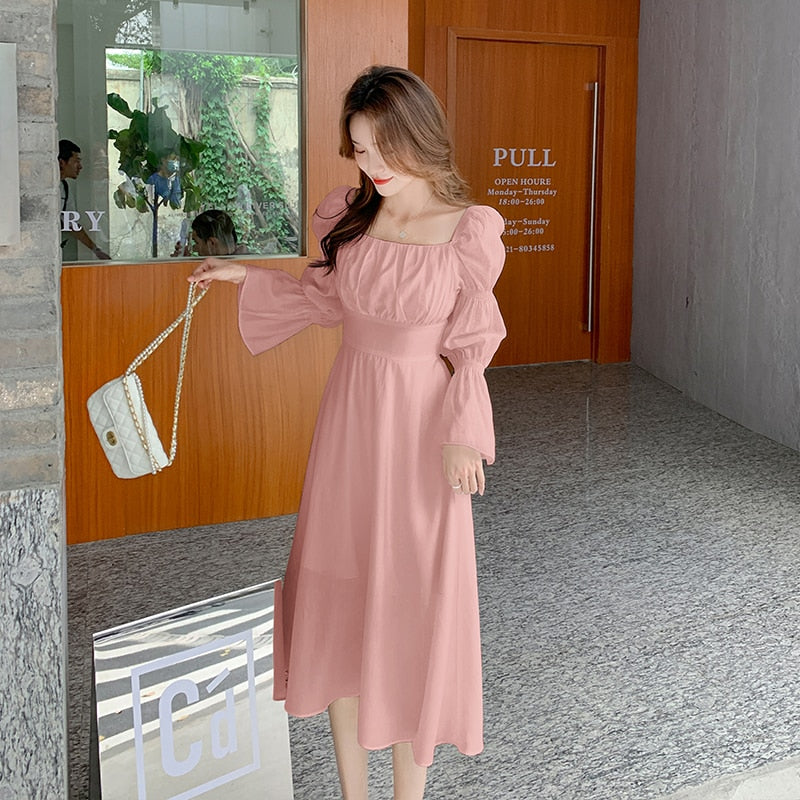 maoxiangshop Backless Sexy Vintage Fairy Dress Women Sweet Elegant Princess Evening Party Dresses Female Casual Korean Long Sleeve Chic Dress