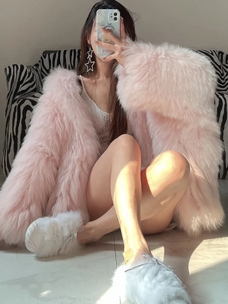 Women's Coat New In Fashion Hooded Solid Color Jacket Elegant Tops Temperament Style Winter Commuting Streetwear Fur Coat Women