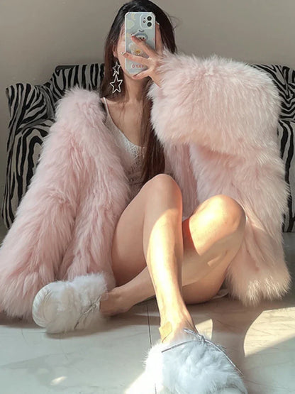 Women's Coat New In Fashion Hooded Solid Color Jacket Elegant Tops Temperament Style Winter Commuting Streetwear Fur Coat Women