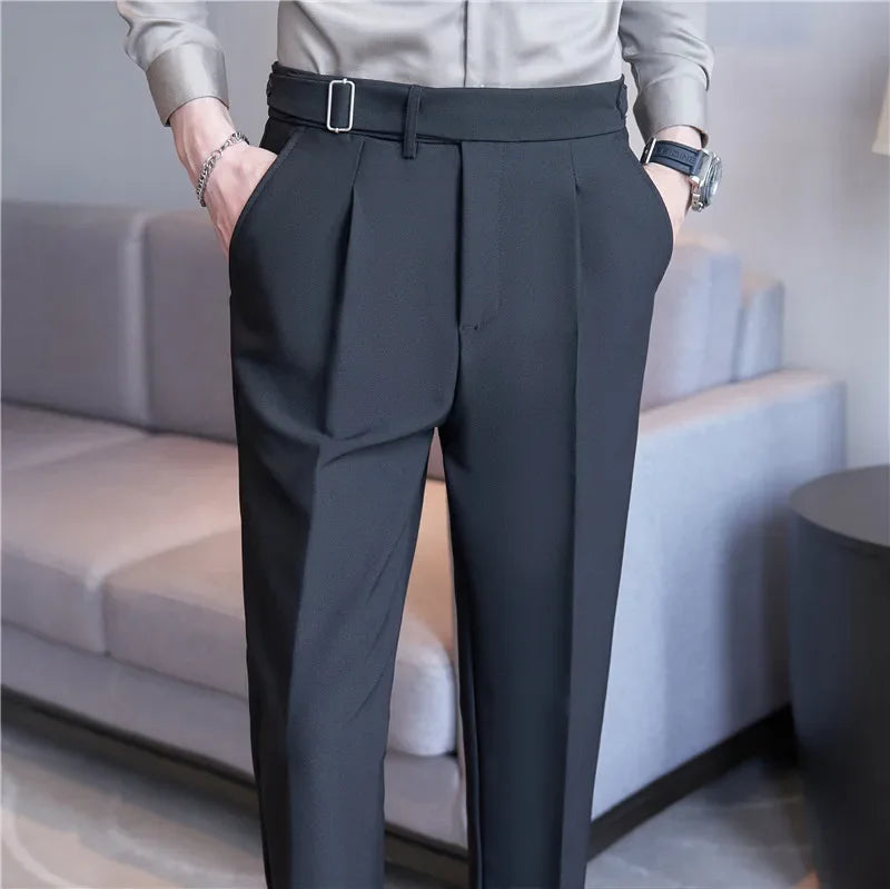 maoxiangshop Men Suit Pants Trousers Autumn New British Style Stretch Slim Formal Pantalone Hombre Solid Casual Dress Pants Men Clothing