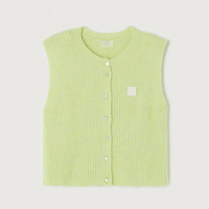 maoxiangshop  -  Women's Y2K Cute Knitted Tank Tops Casual Summer Solid Color Button-up Front Basic Sleeveless Aesthetic Sweater Vest