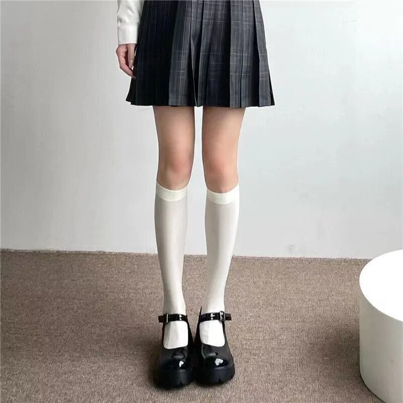 maoxiangshop Soild Color Black White Socks for Women Cute Lolita Sweet Thin Legging Ladies Girls Sexy Stockings Women