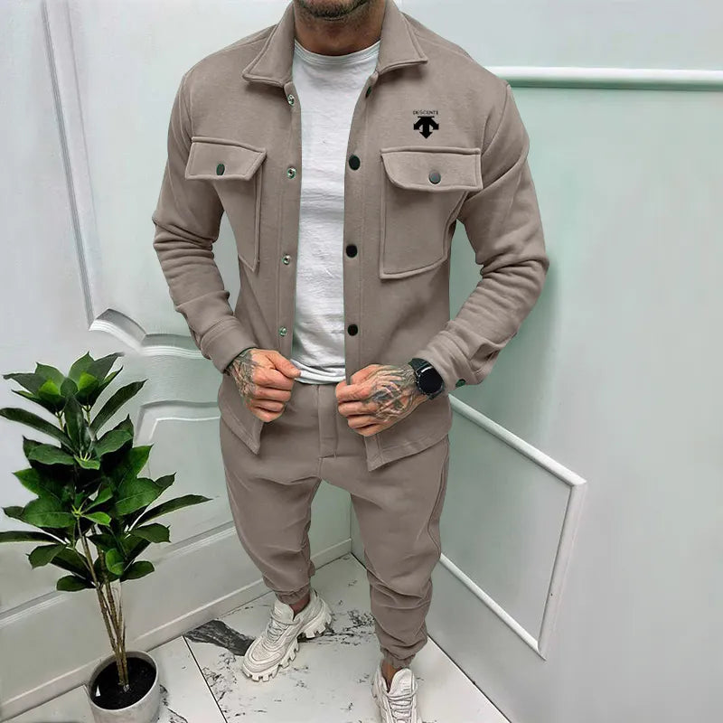 maoxiangshop New Casual Long Sleeve Coat Set Heavy Duty Workwear Shirt Set Vintage Shirt Men's Spring and Autumn