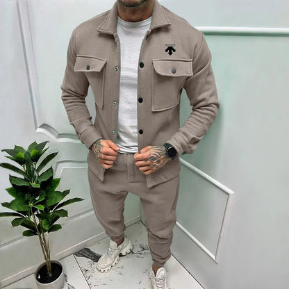 maoxiangshop New Casual Long Sleeve Coat Set Heavy Duty Workwear Shirt Set Vintage Shirt Men's Spring and Autumn