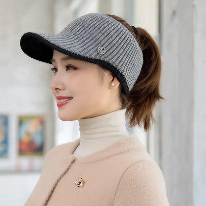 maoxiangshop Hats For Women Autumn Winter Sports Empty Top Caps Female Knitted Warm Baseball Cap Fashion Running Golf Sun Hat