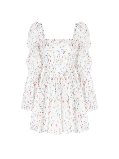 Summer Holiday Dress Square Neck Lantern Sleeve Chiffon Dress Casual Birthday Party Dresses Women's Clothing