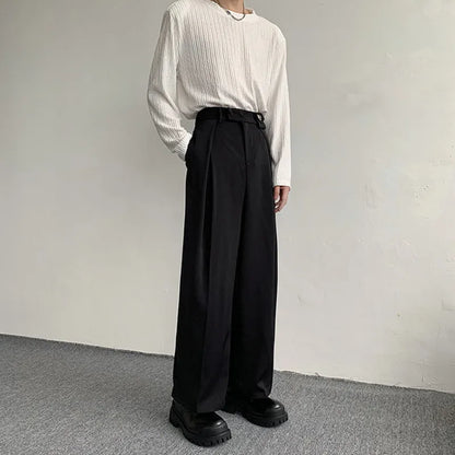 maoxiangshop Black Suit Pants Men Oversized Fashion Social Mens Dress Pants Korean Loose Straight Wide Leg Pants Mens Office Formal Trousers