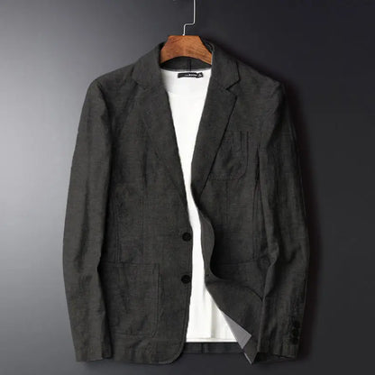 maoxiangshop Man Blazer Thin Linen Blazer Mens Summer White Single Suit For Men Cotton Sunscreen Blazer Jacket Men Slim Fit Casual New