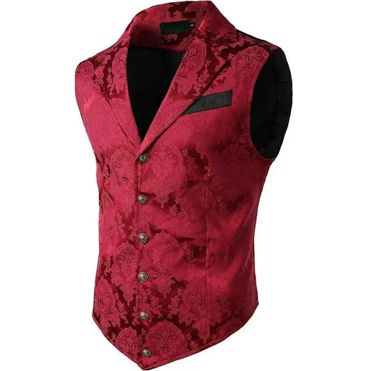 maoxiangshop Jacket Gotinc Mens Victorian Suit Vest Steampunk Gothic Waistcoat Men's Casual Vest Stage Performance Costume Wed Evening Dress