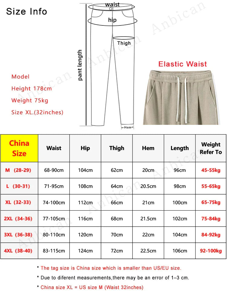 maoxiangshop Winter Thick Fleece Warm Sweatpants Men Streetwear Wide-Leg Straight Loose Track Pants Male Casual Thermal Velvet Trousers