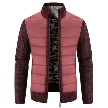 maoxiangshop Winter Thick Fleece Cardigan Men Warm Sweatercoat Fashion Patchwork Mens Knittde Sweater Jackets Casual Knitwear Outerwear Men