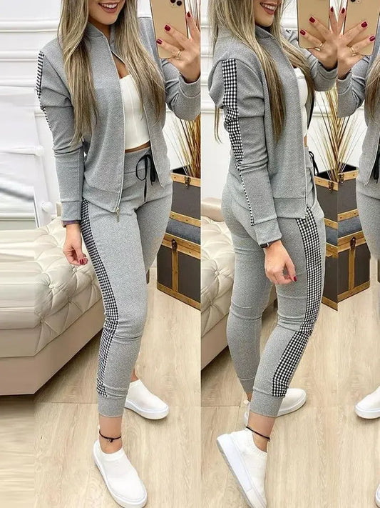 maoxiangshop2024 Women Two Piece Set Outfits Autumn Women's Tracksuit Zipper Top Pants Casual Sport Suit Winter 2 Piece Woman Set