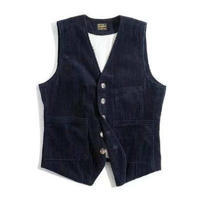 maoxiangshop New Men's Retro Tooling Waistcoat Corduroy Vests Fashion Casual Versatile Vest Jackets V-Neck Gentleman Business Men's Tank Tops