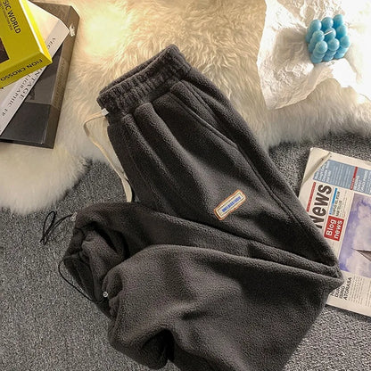 2023 Loose Lamb Wool Velvet leggings Autumn Winter Women Casual Sports Pants Thick Fleece Warm Sweatpants Baggy Joggers Trousers