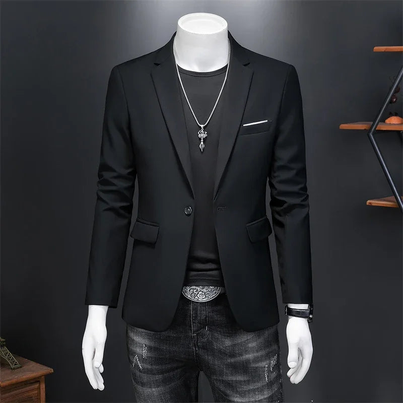 maoxiangshop High Quality Business Slim Fit Single Buttons Suits Jacket Men Slim Fit Casual Fashion Wedding Groom Tuxedo Blazer Coats 6XL-M