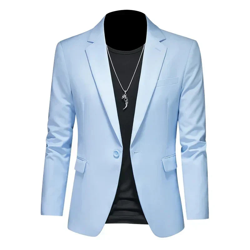 maoxiangshop Fashion Men's Business Casual Blazer White Red Green Black Solid Color Slim Fit Jacket Wedding Groom Party Suit Coat M-6XL