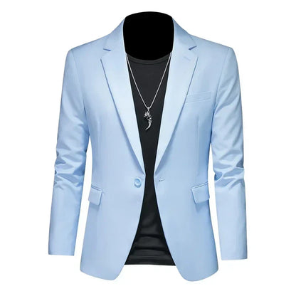 maoxiangshop Fashion Men's Business Casual Blazer White Red Green Black Solid Color Slim Fit Jacket Wedding Groom Party Suit Coat M-6XL