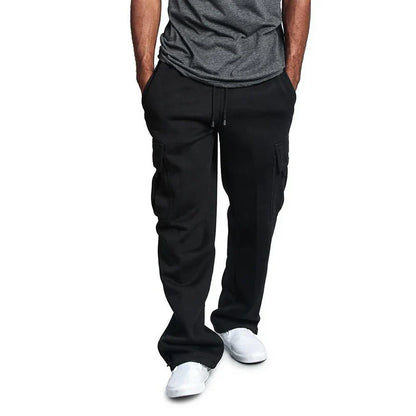 maoxiangshop Mens Sweatpants Straight Fit Joggers for Sports and Streetwear Loose Oversized Drawstring Long Pants Men Multi-pocket Pants