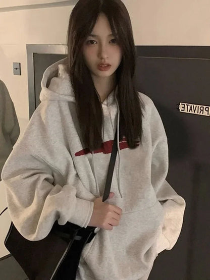 maoxiangshop American High Street Oversized Hoodie Women Outerwear Trendy Ins Women Autumn New Popular Loose Hooded Sweatshirt Pullover Tops