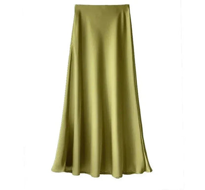 maoxiangshop  -  Luxury Satin Fish Tail Skirts For Women Summer Solid Color Fashion Traceless Waist Long Skirt Elegant Wrap Skirt Spring Autumn