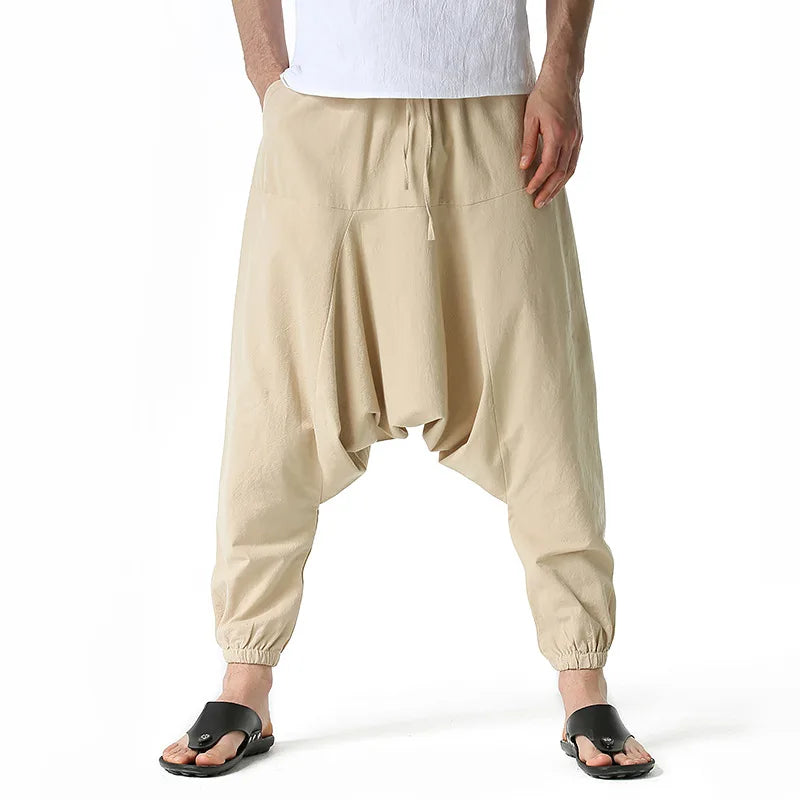 maoxiangshop New Men Harem Pants Sweatwear Baggy Casual Yoga Loose Cotton Sport Jogging Pants Worker Cross Pants for Men