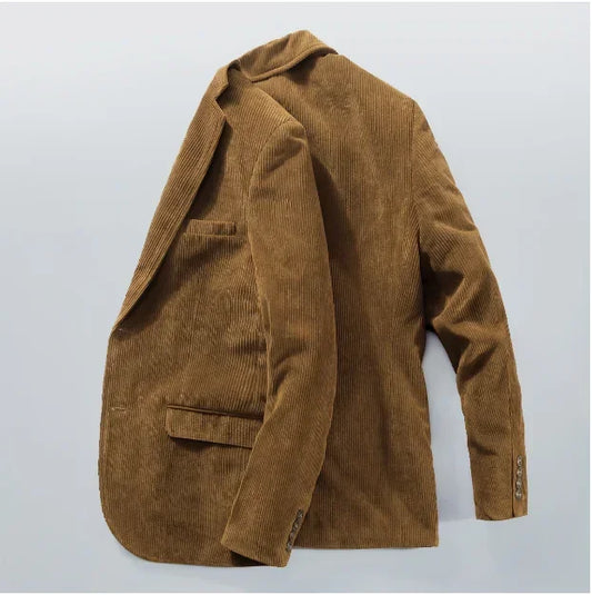 maoxiangshop Spring Autumn Men's Corduroy  Blazers High Quality Cotton Middle-aged Business Loose plus Size Coat 4XL