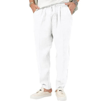 maoxiangshopMen's Long Linen Pants Lightweight Loose Fit Trousers Breathable Cotton Streetwear Sport Sweatpants Solid Color Pencil Pants
