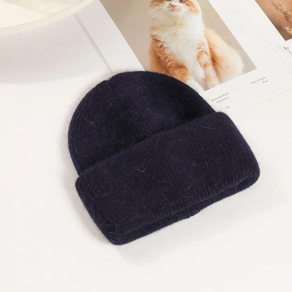 maoxiangshop Winter Hat Real Rabbit Fur Winter Hats For Women Fashion Warm Beanie Hats Women Solid Adult Cover Head Cap