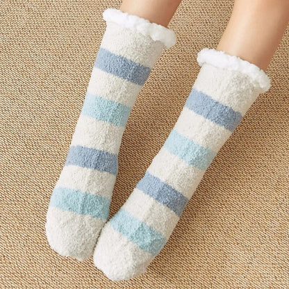 maoxiangshop Thickened Winter Woven Thermal Cashmere Socks Floor Socks Women's Carpet Home Plus Socks Velvet Sleep Socks Slippers Leg Cover