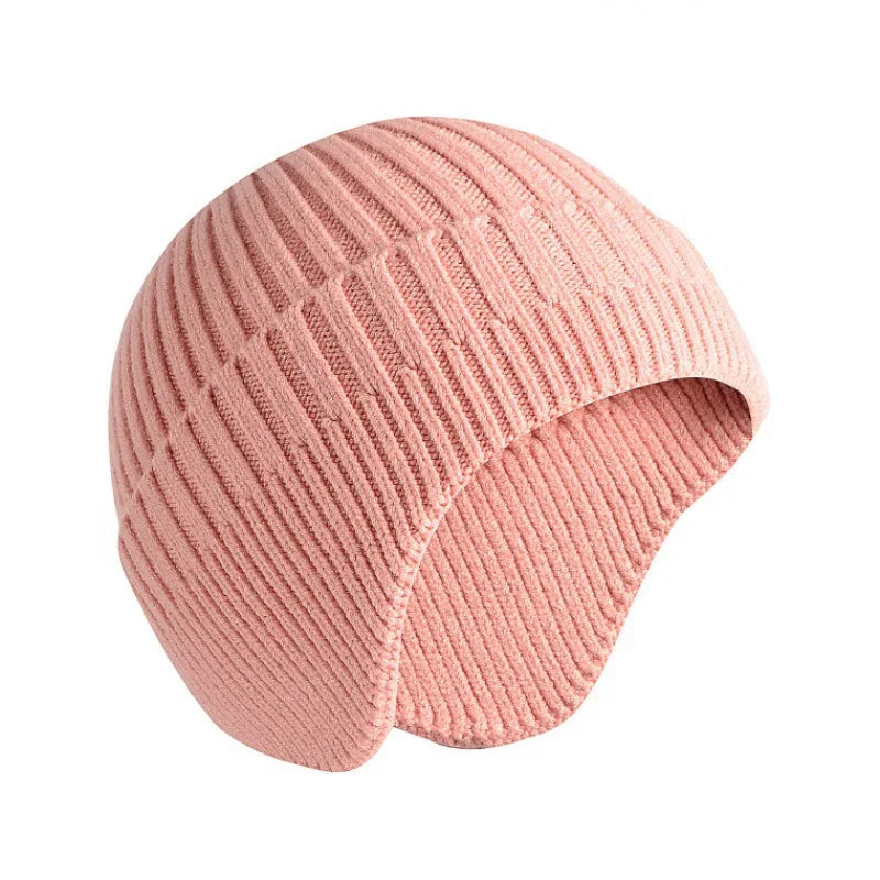 maoxiangshop Solid Knitted Hat Winter Imitation Rabbit Fleece Hats for Men Warm Ear Caps Autumn Beanie Hat Men's Winter Cap