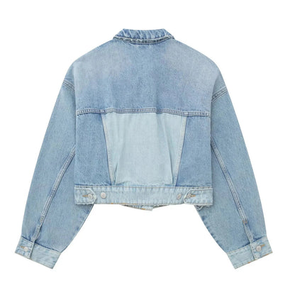 maoxiangshop  -  Denim Jacket Women Fashion Lapel Single Breasted Blue Bomber Jackets Female Spring Autumn Streetwear Loose Short Coat Tops