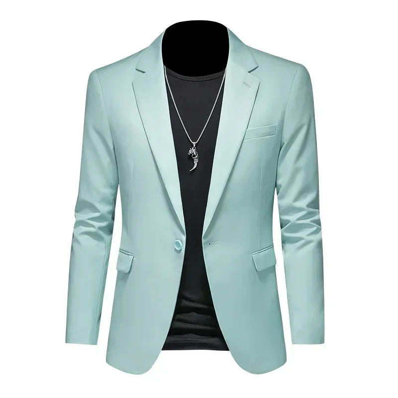 maoxiangshop Fashion Men's Business Casual Blazer White Red Green Black Solid Color Slim Fit Jacket Wedding Groom Party Suit Coat M-6XL