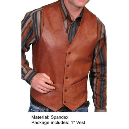 maoxiangshop European business men's Vest fashion casual retro solid color V-neck button Western sleeveless men's Vest suit vest