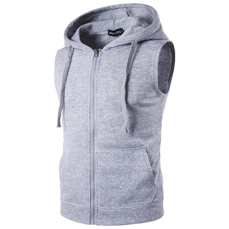 maoxiangshop New Men's Hooded Zipper Pocket Sleeveless Vest Coat Hoodie with a Zipper Clothes for Men