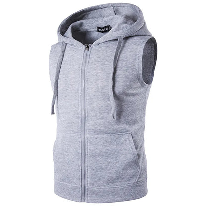 maoxiangshop New Men's Hooded Zipper Pocket Sleeveless Vest Coat Hoodie with a Zipper Clothes for Men