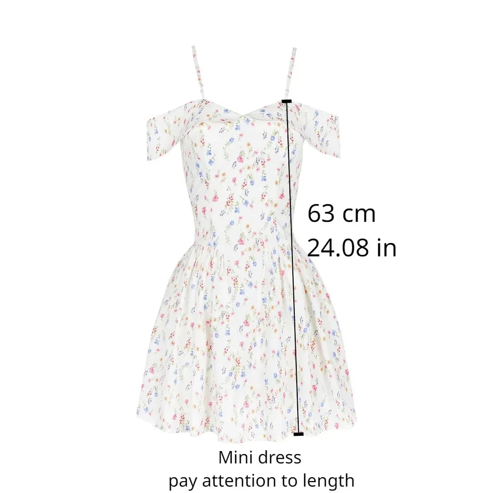 Fashion Summer Dresses Floral Print Party Dresses Off The Shoulder Holiday Dress Elegant  A Line Women Clothing