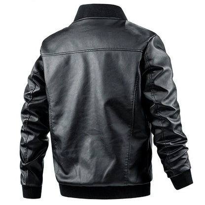 maoxiangshop Plus Size 6XL 7XL PU Jacket Men Leather Coat Casual Motorcycle Biker Coat Solid Color Leather Jackets Male Big Size 6XL 7XL