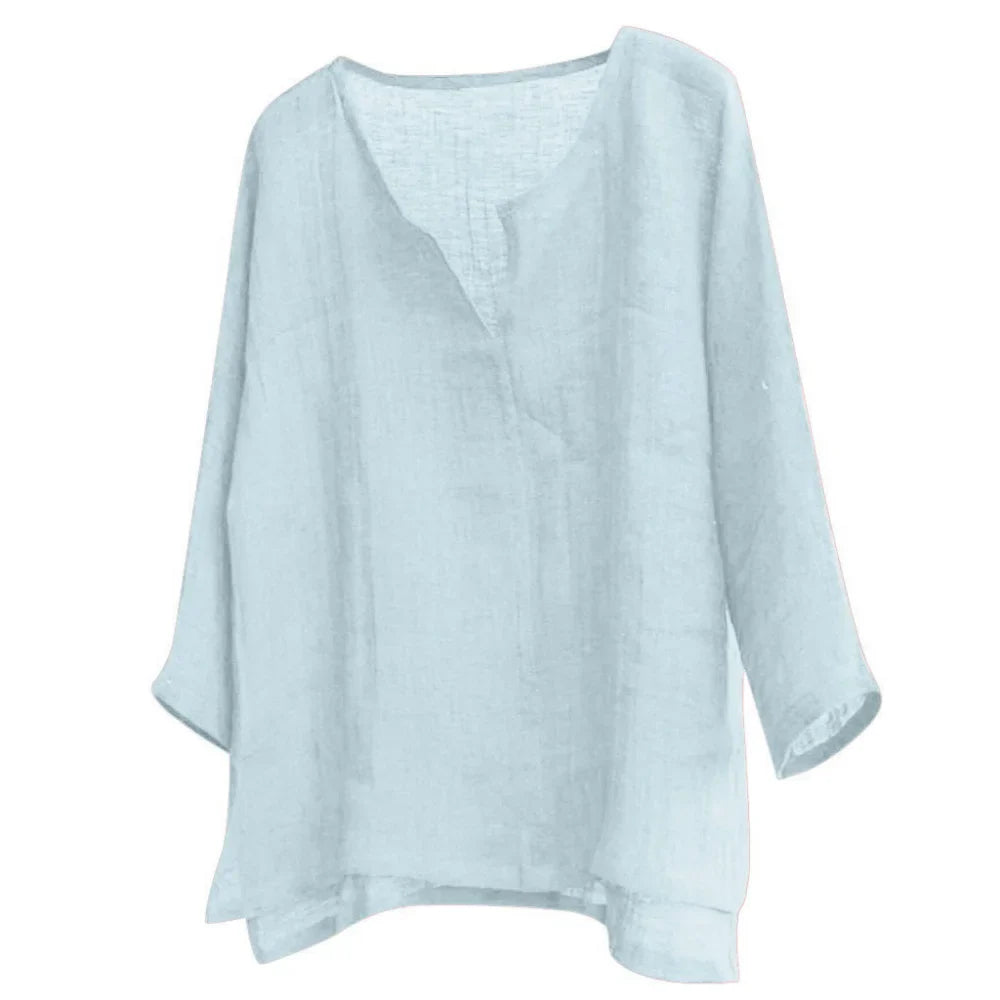 maoxiangshop New Men's Summer Spring Long Sleeve Loose Shirt Solid Color Casual Long Sleeve Cool Shirt Vn-eck Tops Size S-5XL