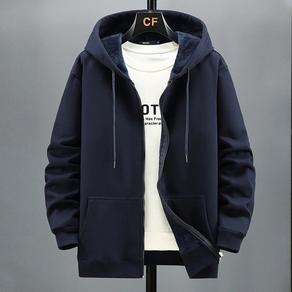 maoxiangshop Plus Size 10XL 12XL Hoodie Men Autumn Winter Fleece Hoodies Solid Color Jacket Hoodies Big Size 12XL Blue Black Red Grey