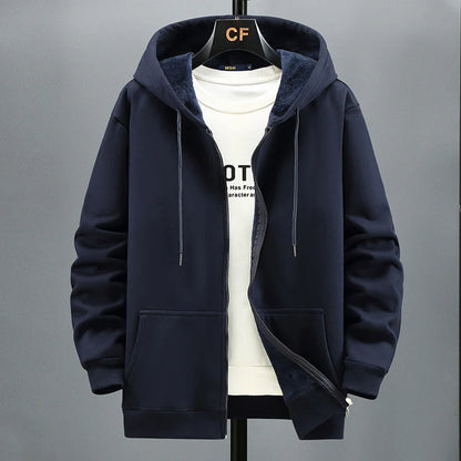 maoxiangshop Plus Size 10XL 12XL Hoodie Men Autumn Winter Fleece Hoodies Solid Color Jacket Hoodies Big Size 12XL Blue Black Red Grey