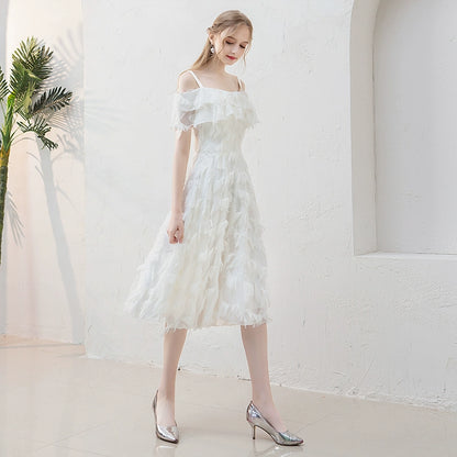White evening dress dress women can usually wear fairy host Mori small dress dress Hepburn style dating