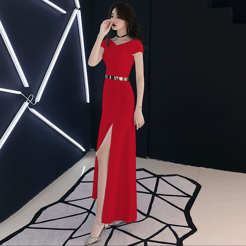 White evening dress dress women's  new high-end temperament banquet aura queen elegant celebrity dress long