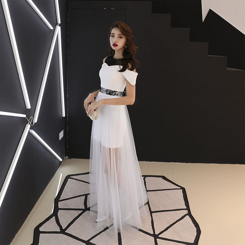 White evening dress women's  new banquet noble temperament fishtail dress long celebrity dress aura queen