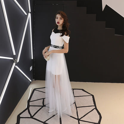 White evening dress women's  new banquet noble temperament fishtail dress long celebrity dress aura queen