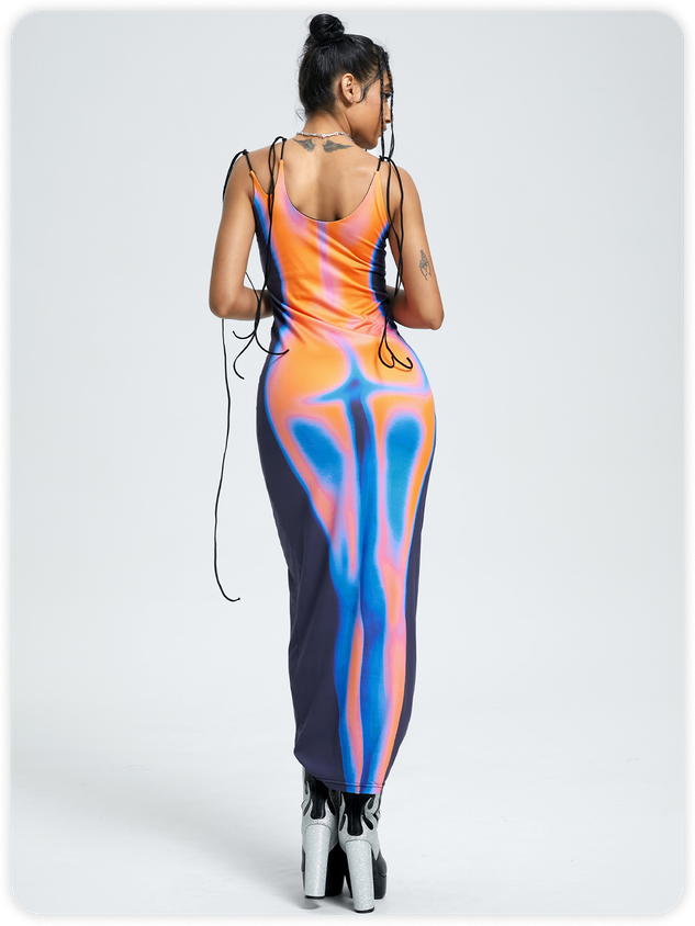 Edgy Multicolor Body print Dress Midi Dress