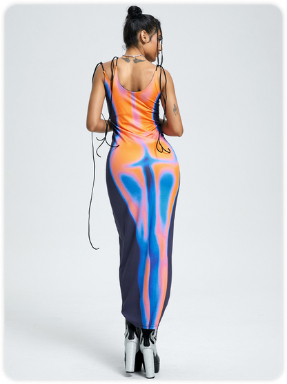 Edgy Multicolor Body print Dress Midi Dress