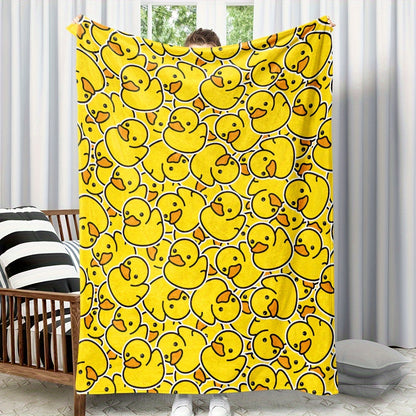 1pc Little Yellow Duck Print Gift Blanket, Lightweight Comfortable Flannel All Season Blanket For Office, Couch Lunch Break, Camping Travel Blanket